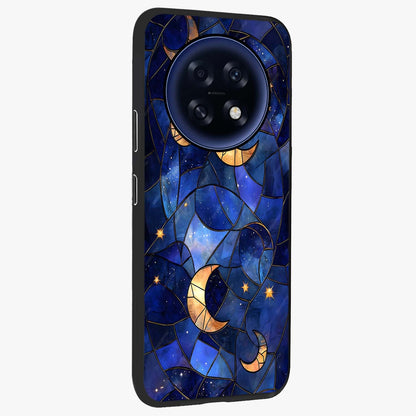 Starlit Sky Tapestry Glass Case upright view showcasing elegant starry sky artwork with cosmic decorative theme.