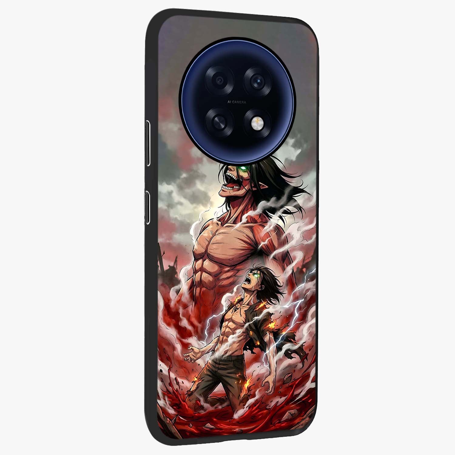 Titan Awakening Fury Glass Case upright view showcasing intense titan artwork with epic fantasy theme.
