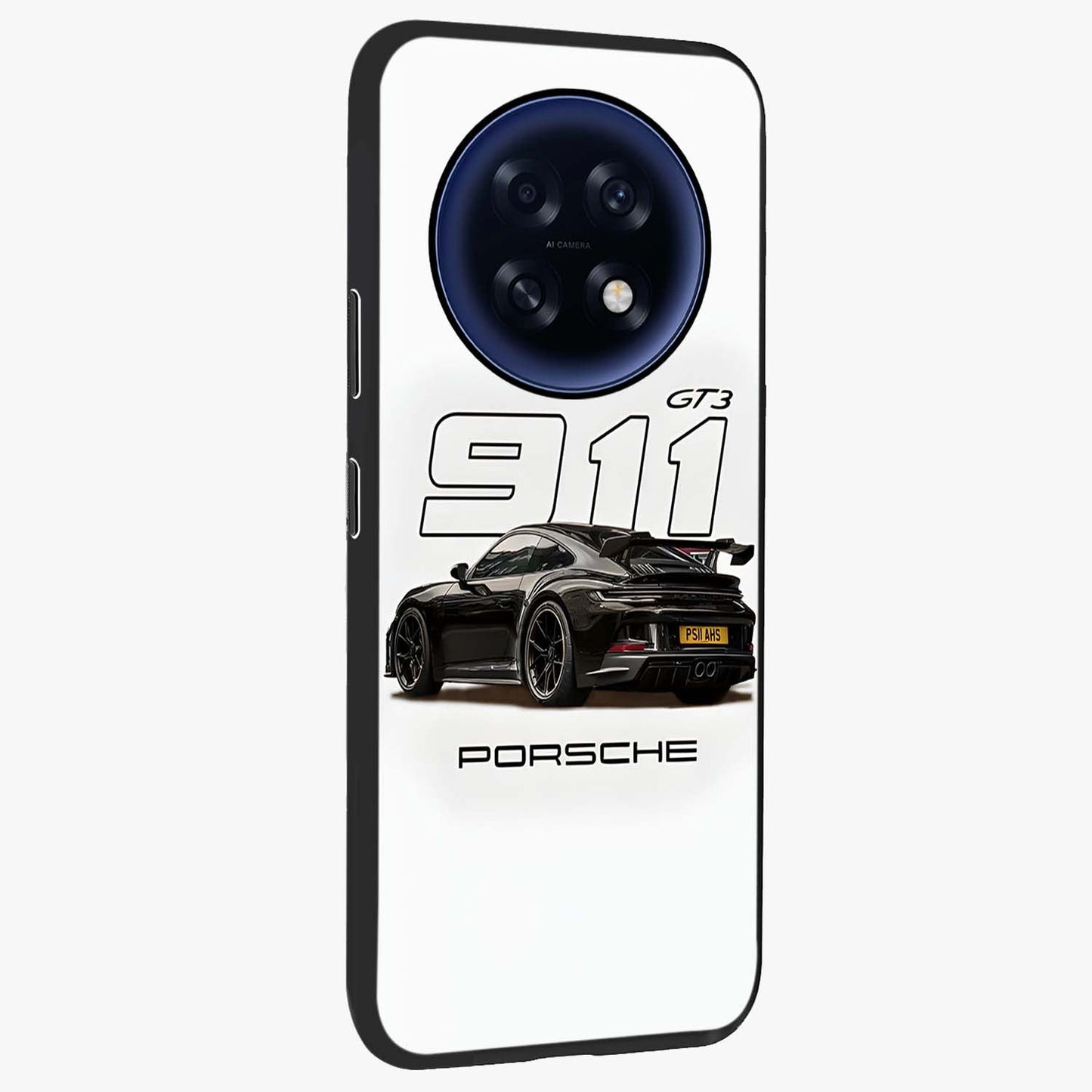Turbo Legacy Icon Glass Case upright view showcasing bold racing inspired artwork with classic car theme.