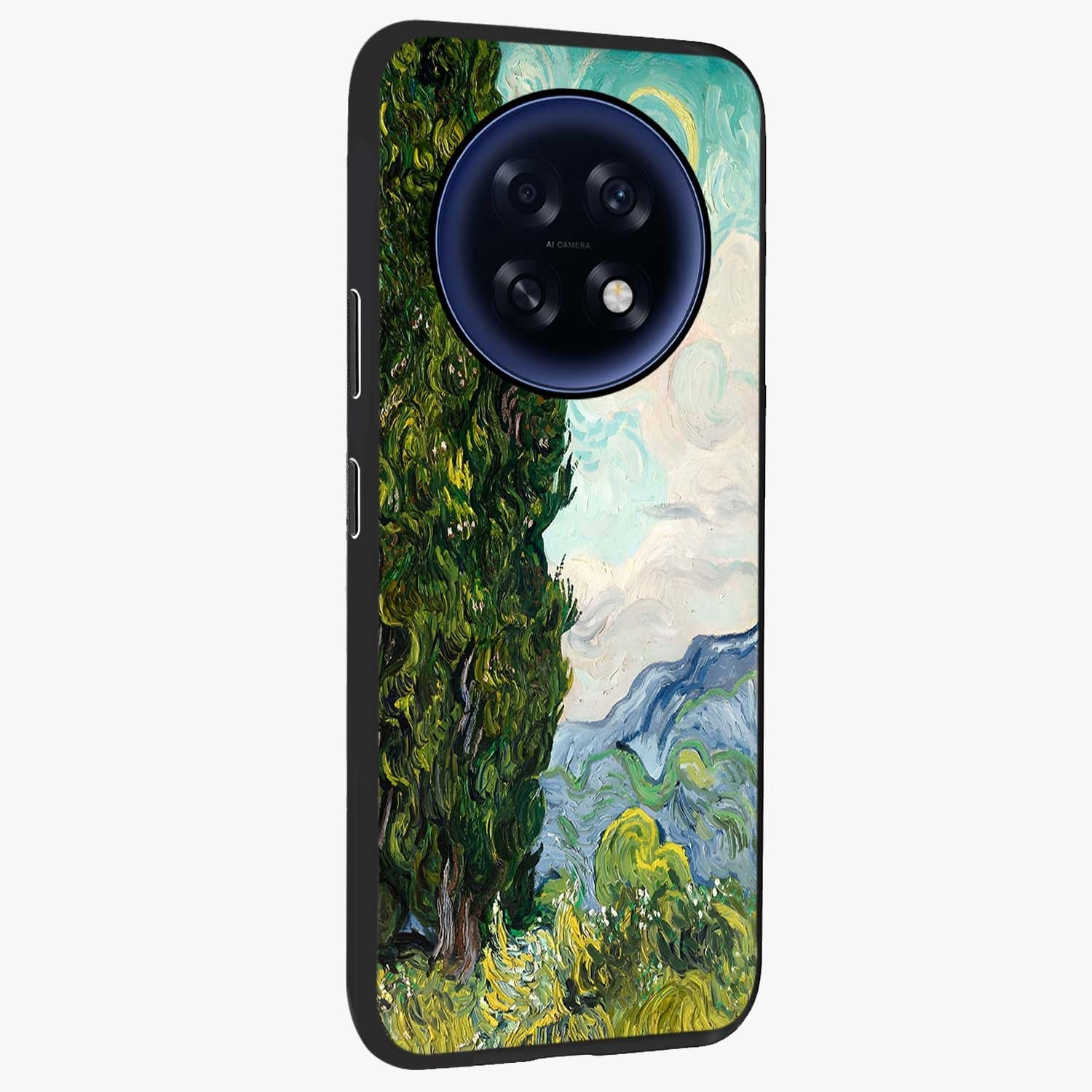Van Gogh Vintage Art Glass Case upright view showcasing elegant vintage painting artwork with artistic heritage theme.