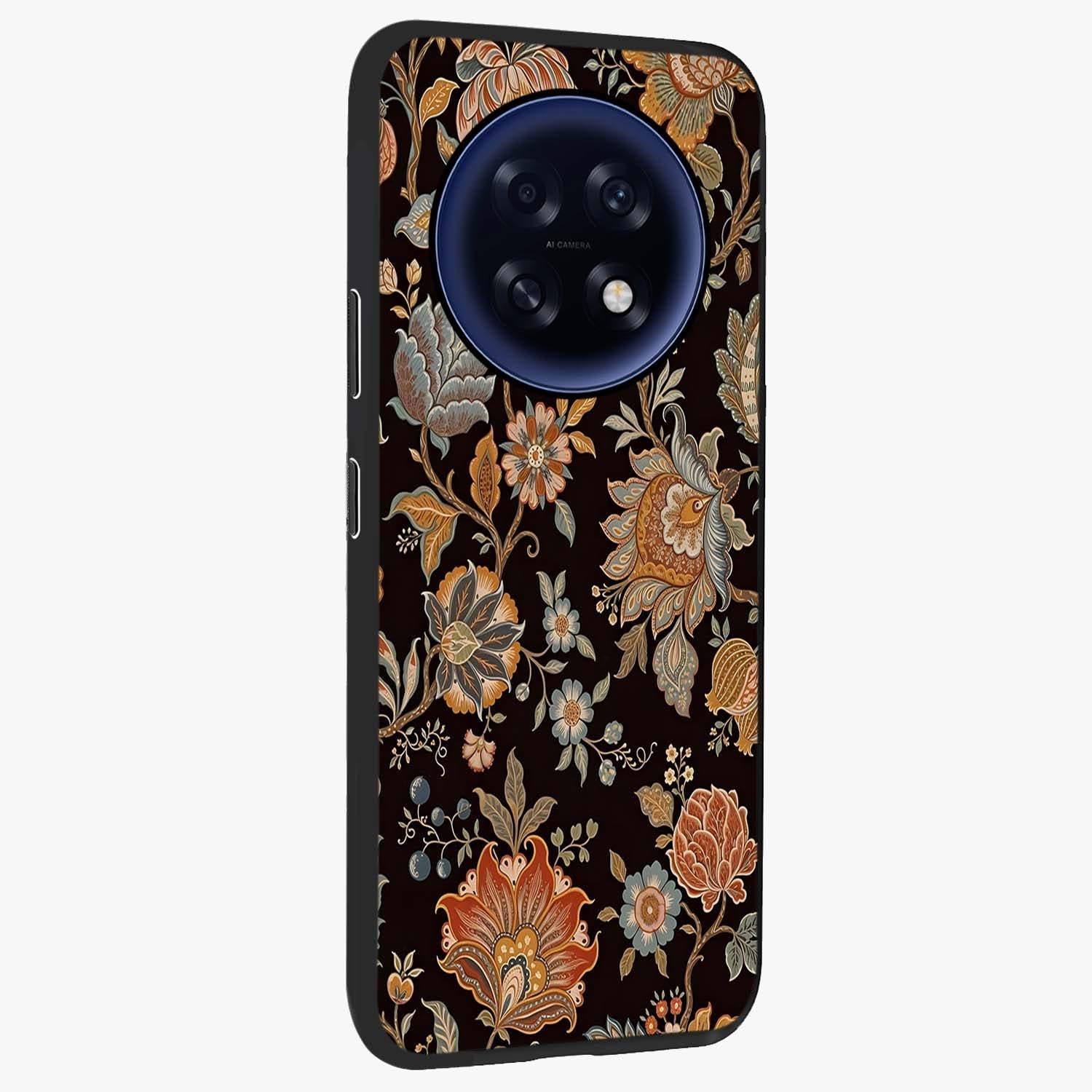 Vintage Floral Dream Glass Case upright view showcasing delicate floral artwork with timeless vintage theme.