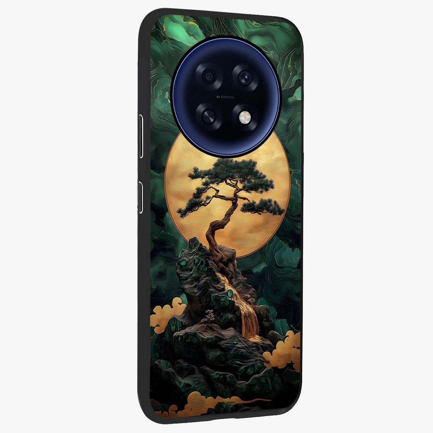 Zen Moon Rise Glass Case upright view showcasing serene moon artwork with tranquil night theme.