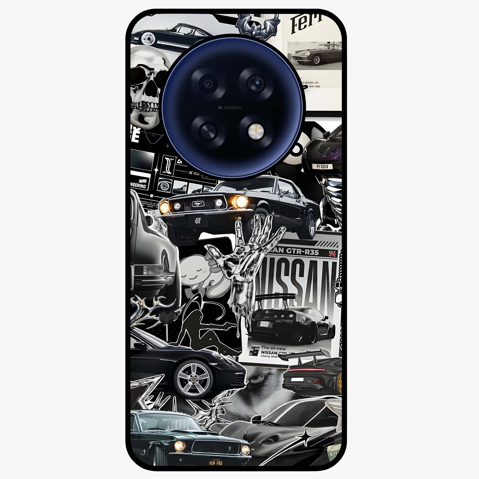 Aesthetic Dark Love Glass Case showing flat back view with dark romantic artwork and glossy glass finish.