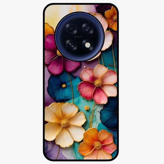 Artlyn Grace Flower Pattern Glass Case showing flat back view with elegant floral pattern artwork and glossy glass finish.