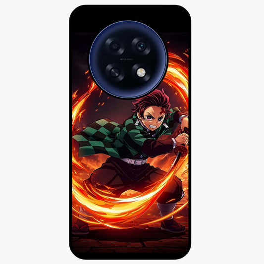 Blazing Sword Resolve Glass Case showing flat back view with fiery sword artwork and glossy glass finish.