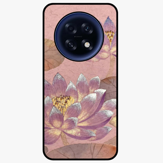 Blossom Mist Lotus Glass Case showing flat back view with serene lotus blossom artwork and glossy glass finish.