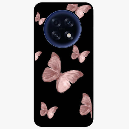 Butterfly Pattern Glass Case showing flat back view with elegant butterfly pattern artwork and glossy glass finish.