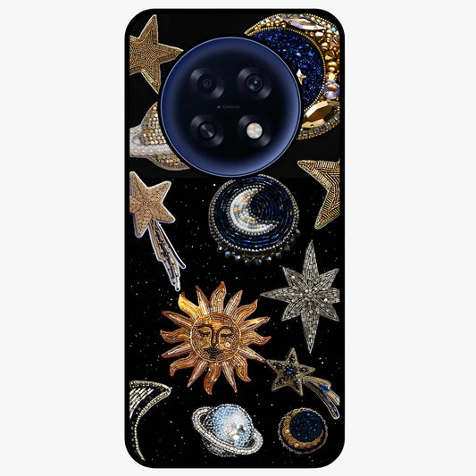 Celestial Gem Constellations Glass Case showing flat back view with sparkling constellation artwork and glossy glass finish.