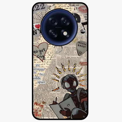 City Dream Sketch Glass Case showing flat back view with artistic city skyline sketch artwork and glossy glass finish.