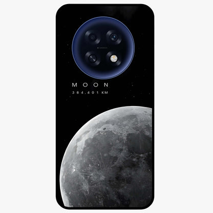 Cosmic Moon Glow Glass Case showing flat back view with glowing moon artwork and glossy glass finish.