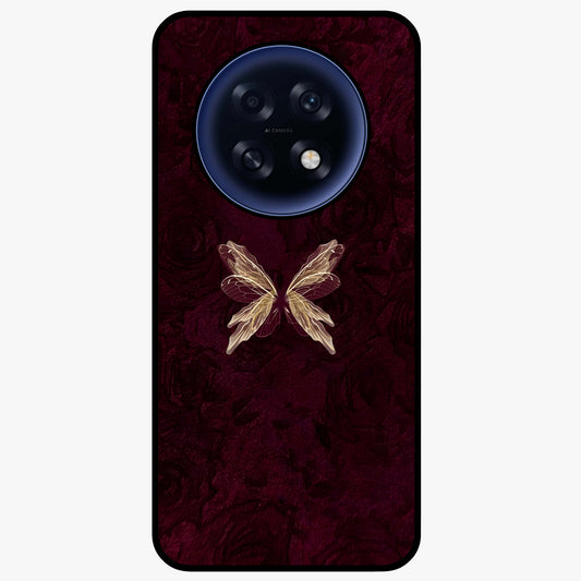 Crimson Fade Butterfly Glass Case showing flat back view with fading butterfly artwork and glossy glass finish.