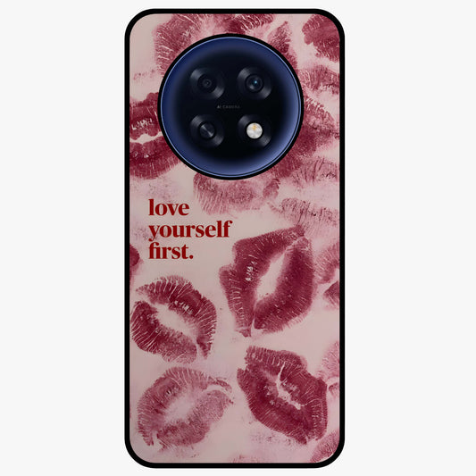Crimson Kiss Love Glass Case showing flat back view with romantic crimson themed artwork and glossy glass finish.