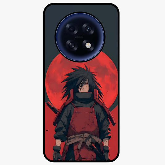 Crimson Moon Warlord Glass Case showing flat back view with mystical moon warrior artwork and glossy glass finish.