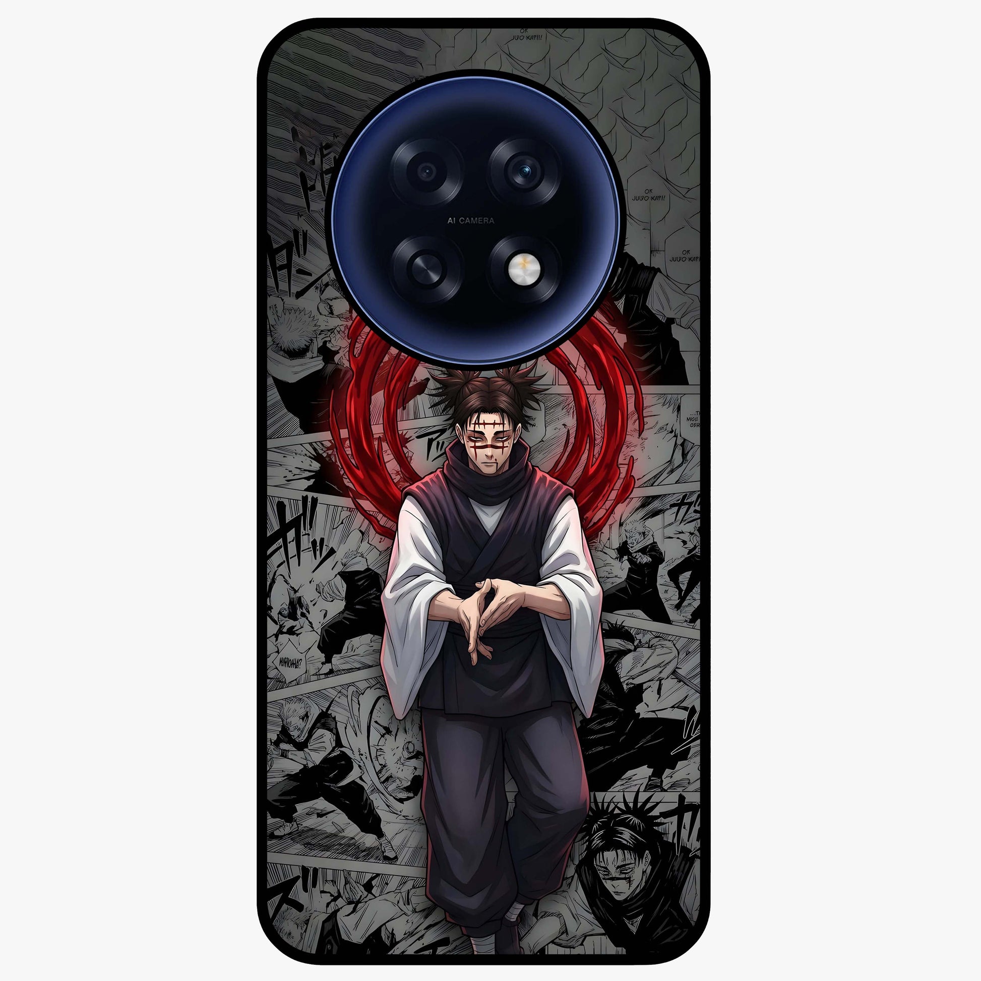 Cursed Ritual Ascension Glass Case showing flat back view with dark ritual themed artwork and glossy glass finish.