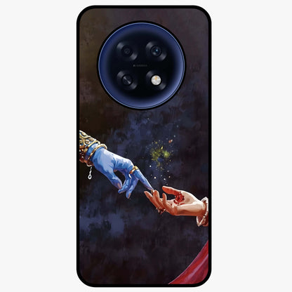 Divine Touch Eternal Glass Case showing flat back view with spiritual themed artwork and glossy glass finish.