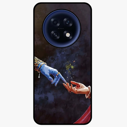 Divine Touch Eternal Glass Case showing flat back view with spiritual themed artwork and glossy glass finish.