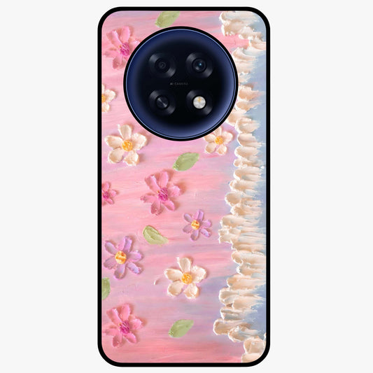 Dreamy Painted Garden Glass Case showing flat back view with artistic painted floral garden artwork and glossy glass finish.