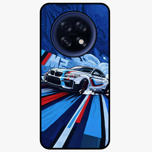 Drift Power Rush Glass Case showing flat back view with dynamic racing inspired artwork and glossy glass finish.