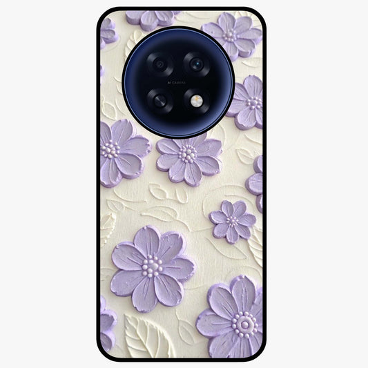 Floral Wall Art With Purple Flowers Glass Case showing flat back view with purple flower artwork and glossy glass finish.