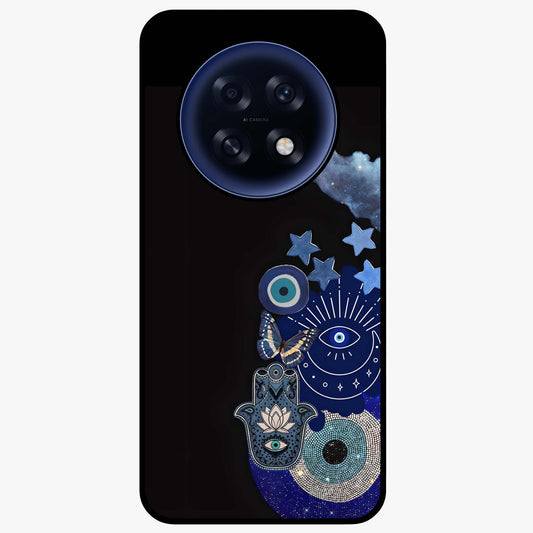 Galactic Charm Cluster Glass Case showing flat back view with glowing celestial charm artwork and glossy glass finish.