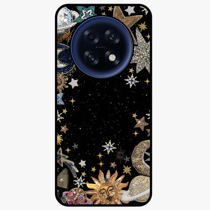 Galactic Jewel Stars Glass Case showing flat back view with sparkling star jewel artwork and glossy glass finish.