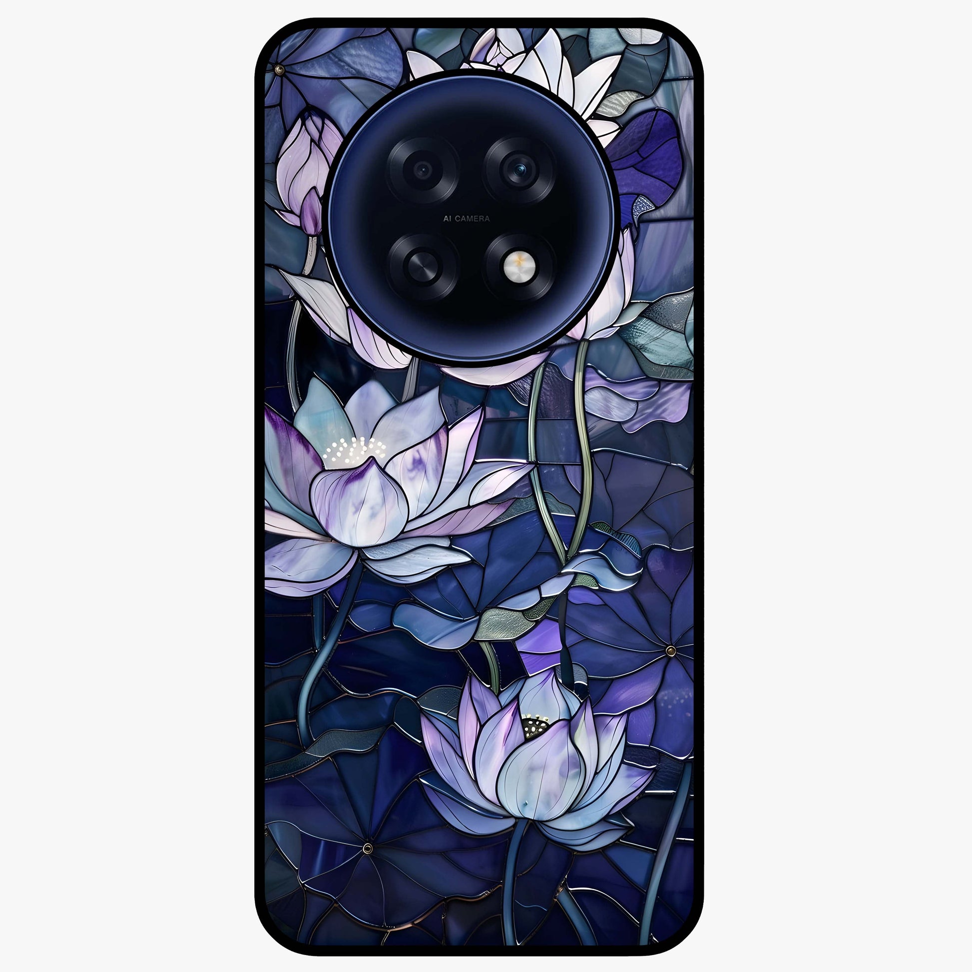 Gloss Petal Rush Glass Case showing flat back view with glossy flower petal artwork and smooth glass finish.