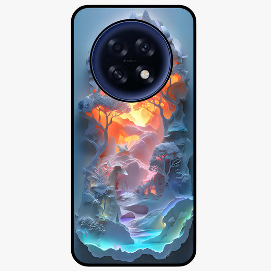 Glow Forest Portal Glass Case showing flat back view with glowing forest portal artwork and glossy glass finish.