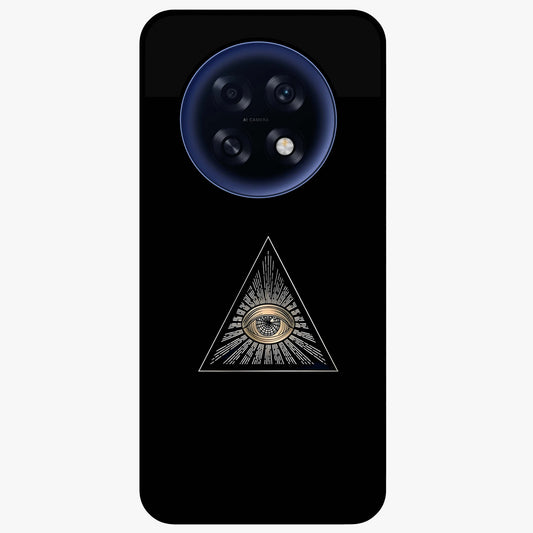 Illuminati Evil Glass Case showing flat back view with mysterious illuminati symbol artwork and glossy glass finish.