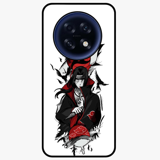 Itachi Sharingan Glass Case showing flat back view with powerful anime eye artwork and glossy glass finish.