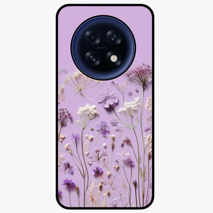 Lavender Blossom Dream Glass Case showing flat back view with soft lavender floral artwork and glossy glass finish.
