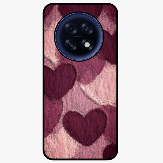 Layered Paper Hearts Glass Case showing flat back view with layered paper heart artwork and glossy glass finish.