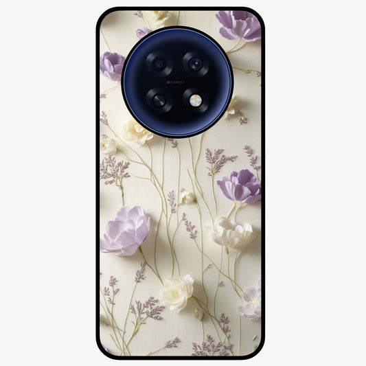 Lilac Breeze Harmony Glass Case showing flat back view with soft lilac themed artwork and glossy glass finish.
