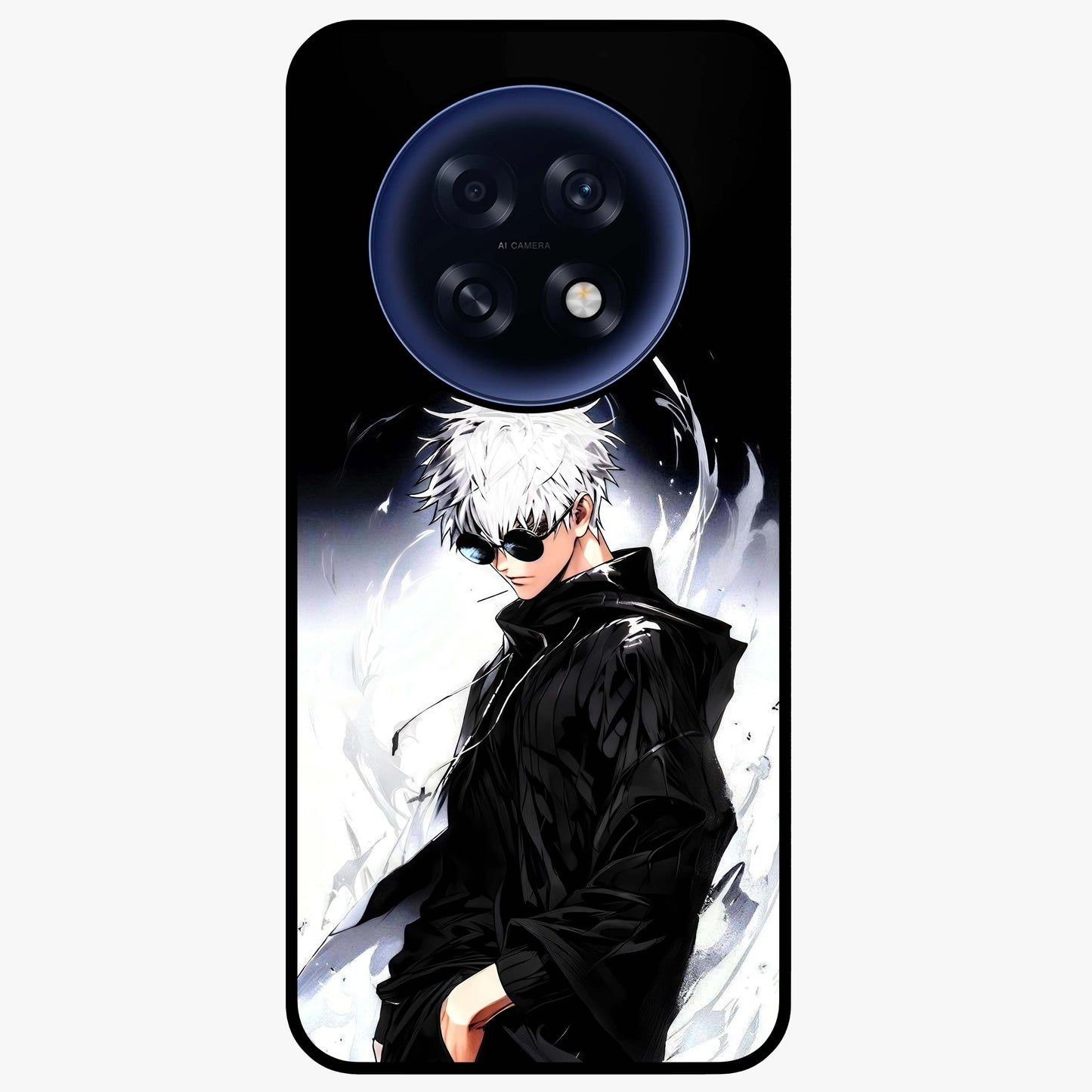 Limitless Shadow King Glass Case showing flat back view with powerful shadow warrior artwork and glossy glass finish.