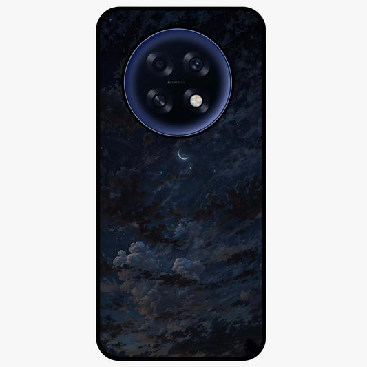 Lunar Veil Silence Glass Case showing flat back view with mystical moon veil artwork and glossy glass finish.