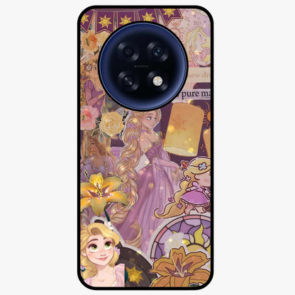 Magical Tangled Dream Glass Case showing flat back view with dreamy tangled artwork and glossy glass finish.