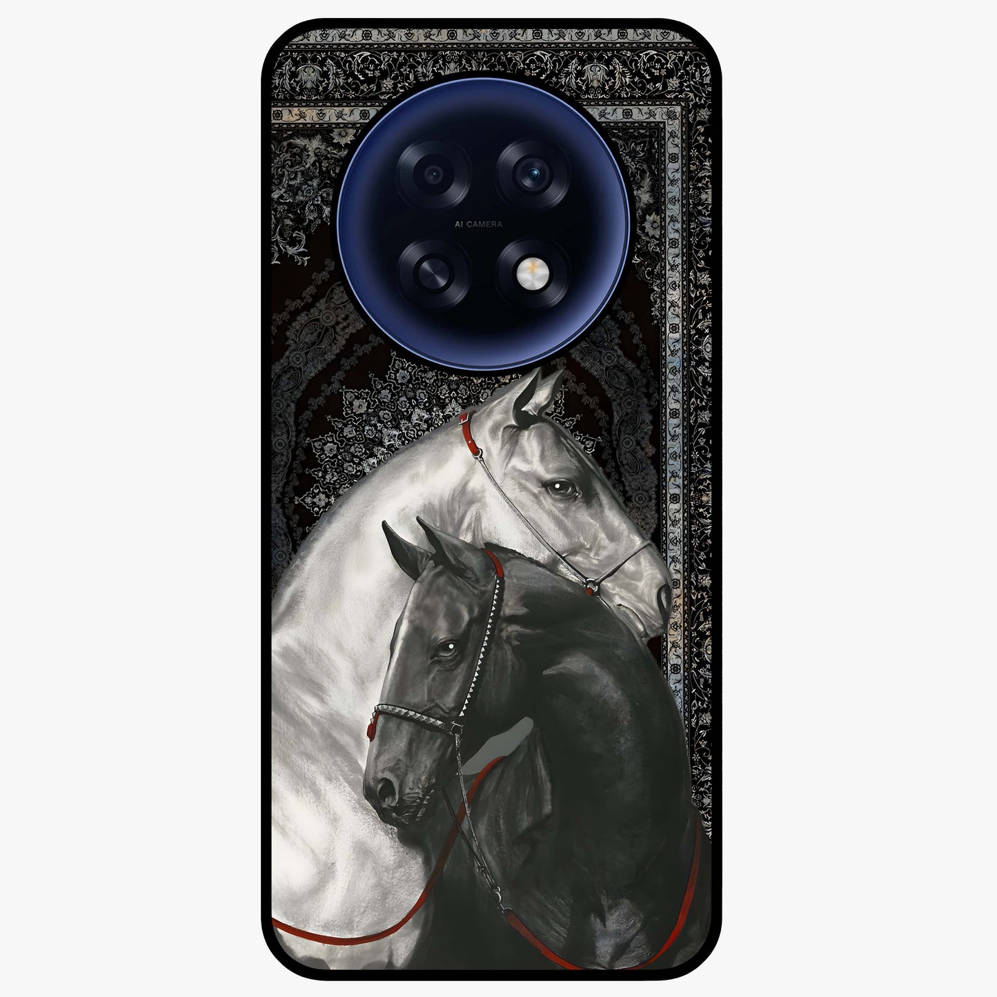 Majestic Ride Legacy Glass Case showing flat back view with powerful automotive inspired artwork and glossy glass finish.