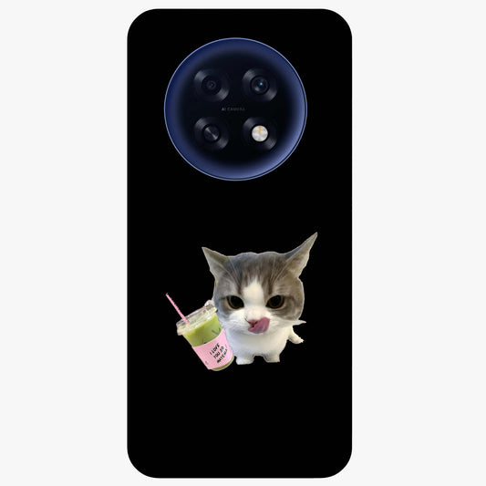 Matcha Cat Style Glass Case showing flat back view with cute matcha themed cat artwork and glossy glass finish.