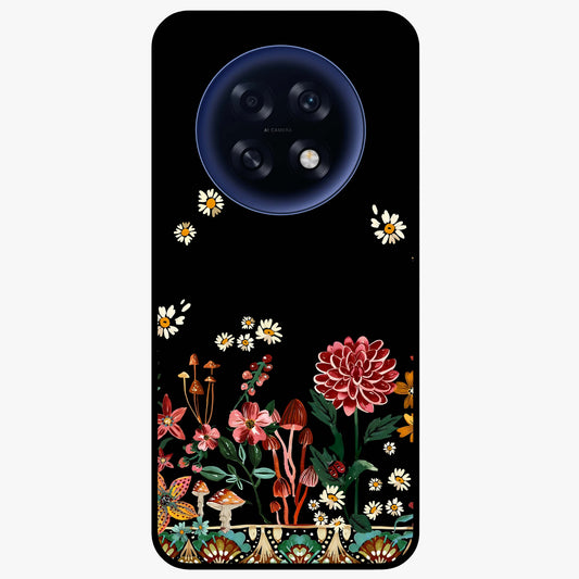 Midnight Bloom Pattern Glass Case showing flat back view with dark floral pattern artwork and glossy glass finish.