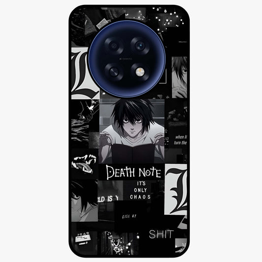 Midnight Chaos Mind Glass Case showing flat back view with abstract dark themed artwork and glossy glass finish.