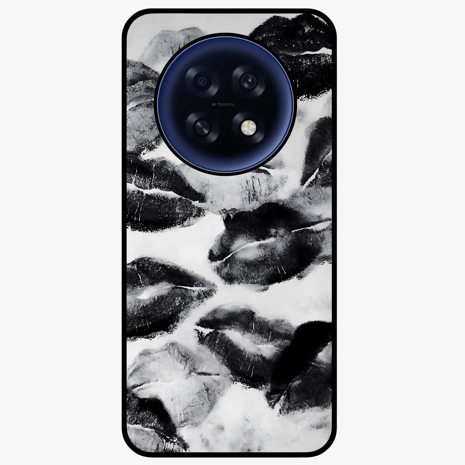 Midnight Kiss Marks Glass Case showing flat back view with lipstick kiss mark artwork and glossy glass finish.