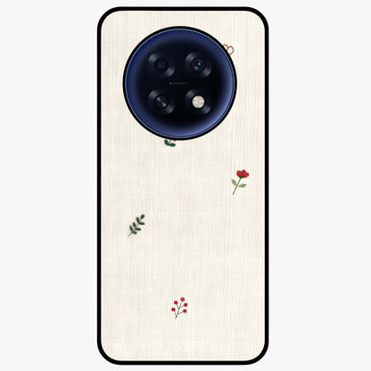 Minimal Petal Whispers Glass Case showing flat back view with soft minimal floral artwork and glossy glass finish.