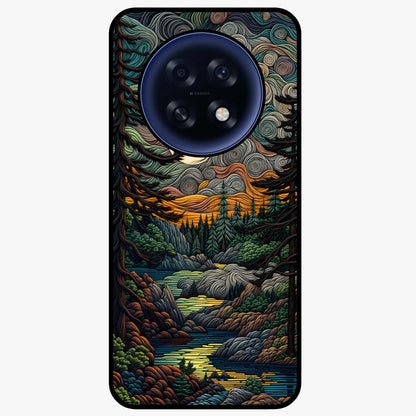 Moonlight Forest Dream Glass Case showing flat back view with mystical forest moonlight artwork and glossy glass finish.