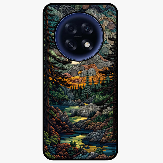 Moonlight Forest Dream Glass Case showing flat back view with mystical forest moonlight artwork and glossy glass finish.