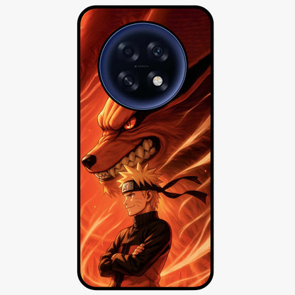 Nine Tails Legacy Glass Case showing flat back view with powerful nine-tailed fox inspired artwork and glossy glass finish.