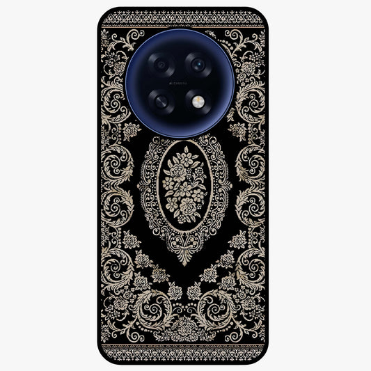 Noir Bloom Elegance Glass Case showing flat back view with elegant dark floral artwork and glossy glass finish.