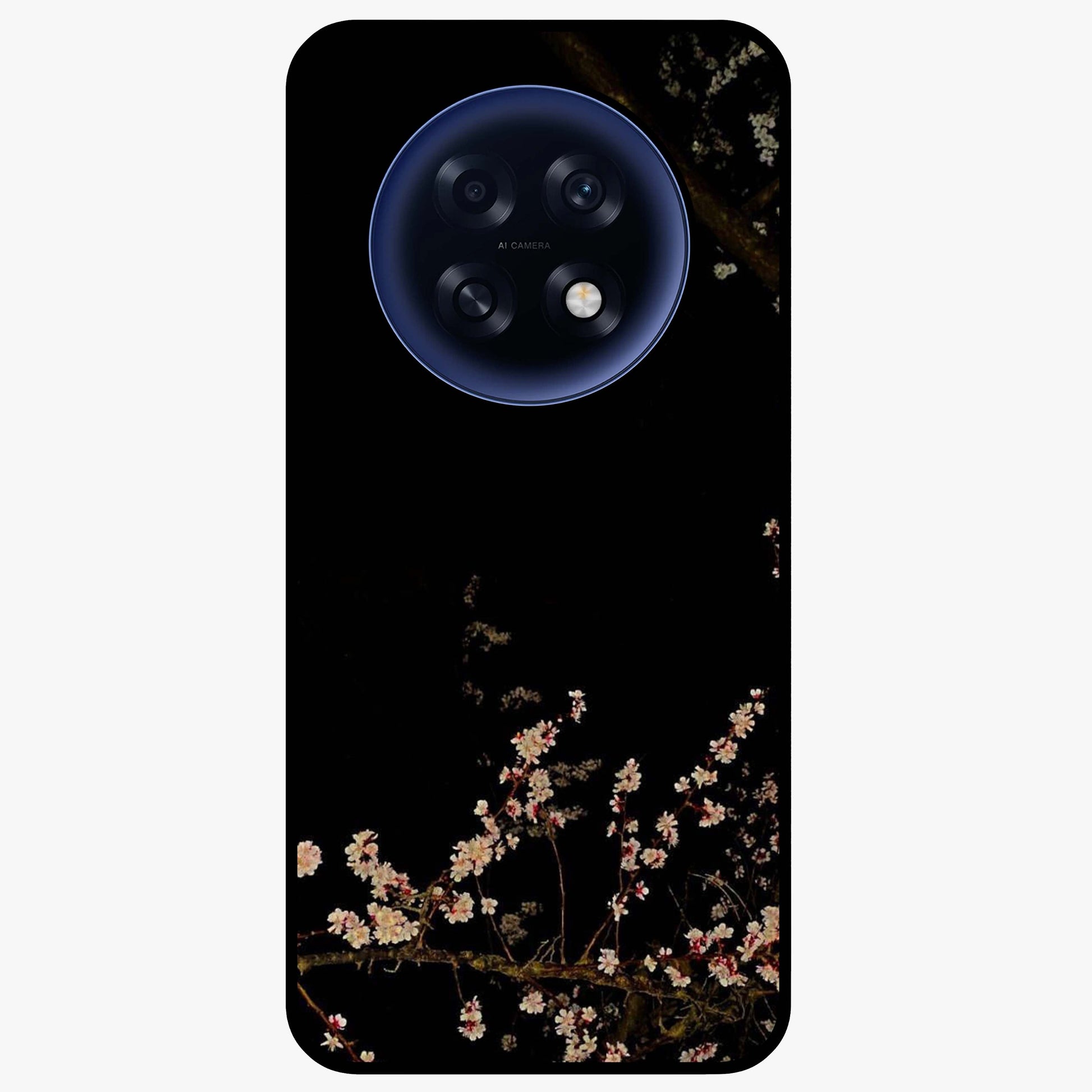 Petal Moon Light With Custom Name Glass Case showing flat back view with floral moonlight artwork and personalized name design.