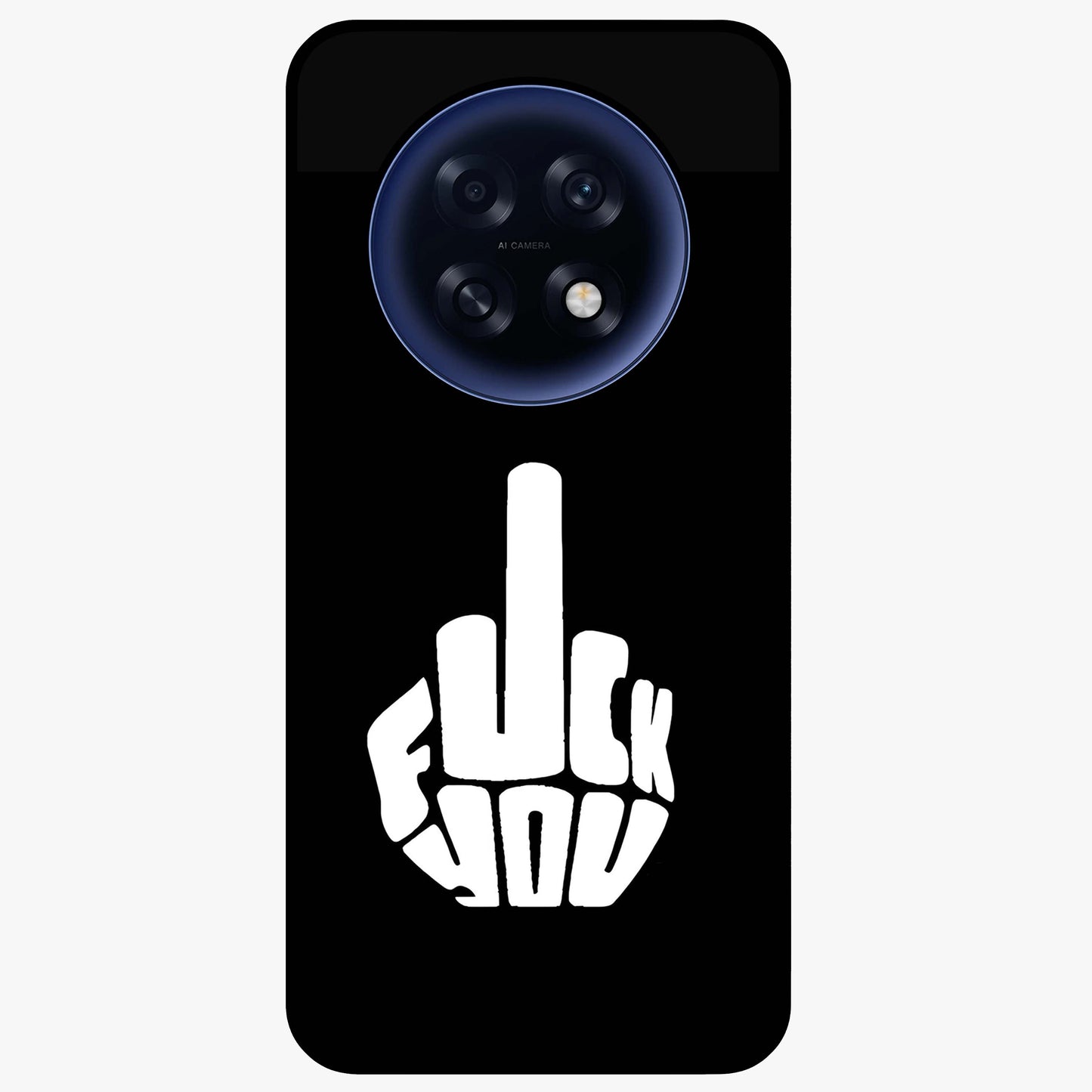 Rebel Mode On Glass Case showing flat back view with bold rebellious typography artwork and glossy glass finish.