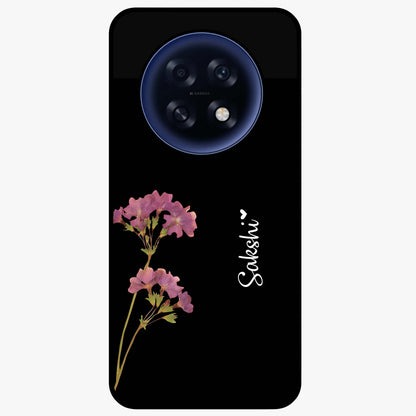Riching Lavender Flower Custom Name Glass Case showing flat back view with lavender floral artwork and personalized name design.