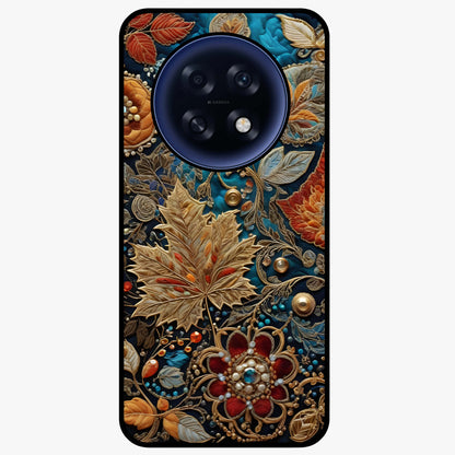 Royal Jewel Garden Glass Case showing flat back view with decorative floral garden artwork and glossy glass finish.