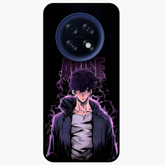 Shadow Monarch Awakening Glass Case showing flat back view with powerful dark monarch themed artwork and glossy glass finish.